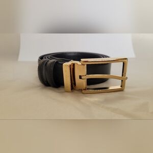 GIVENCHY Black Leather Belt - Gold Buckle - Made in Italy